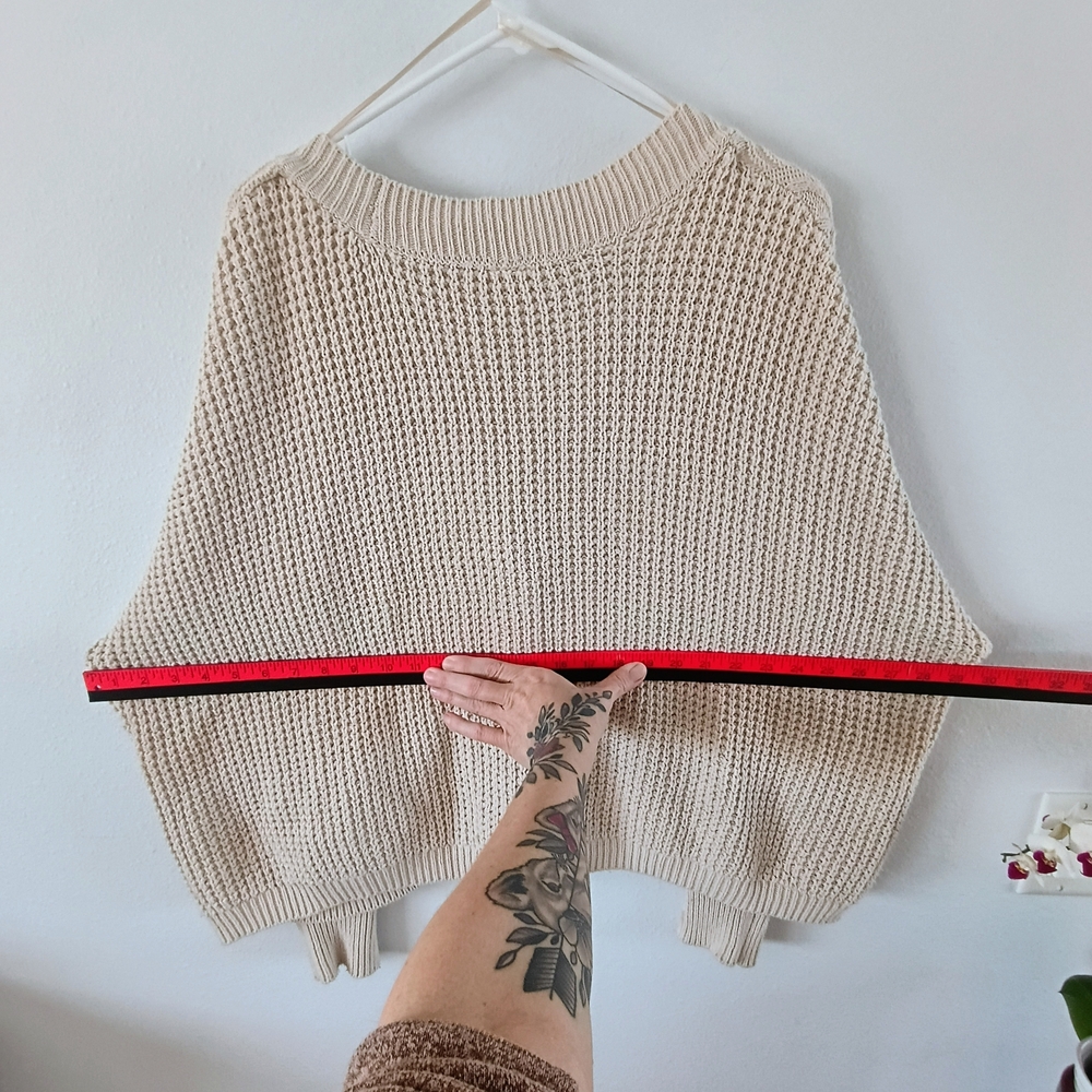 ANA A New Approach Chunky Knit Cardigan Beige Cable Button Front Cozy Oversize - Picture 9 of 10